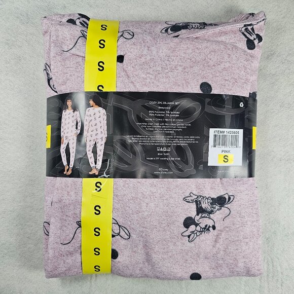 NEW Disney Mickey and Minnie Cozy 2-Piece Pajama Set Pink Size Small - Picture 3 of 3